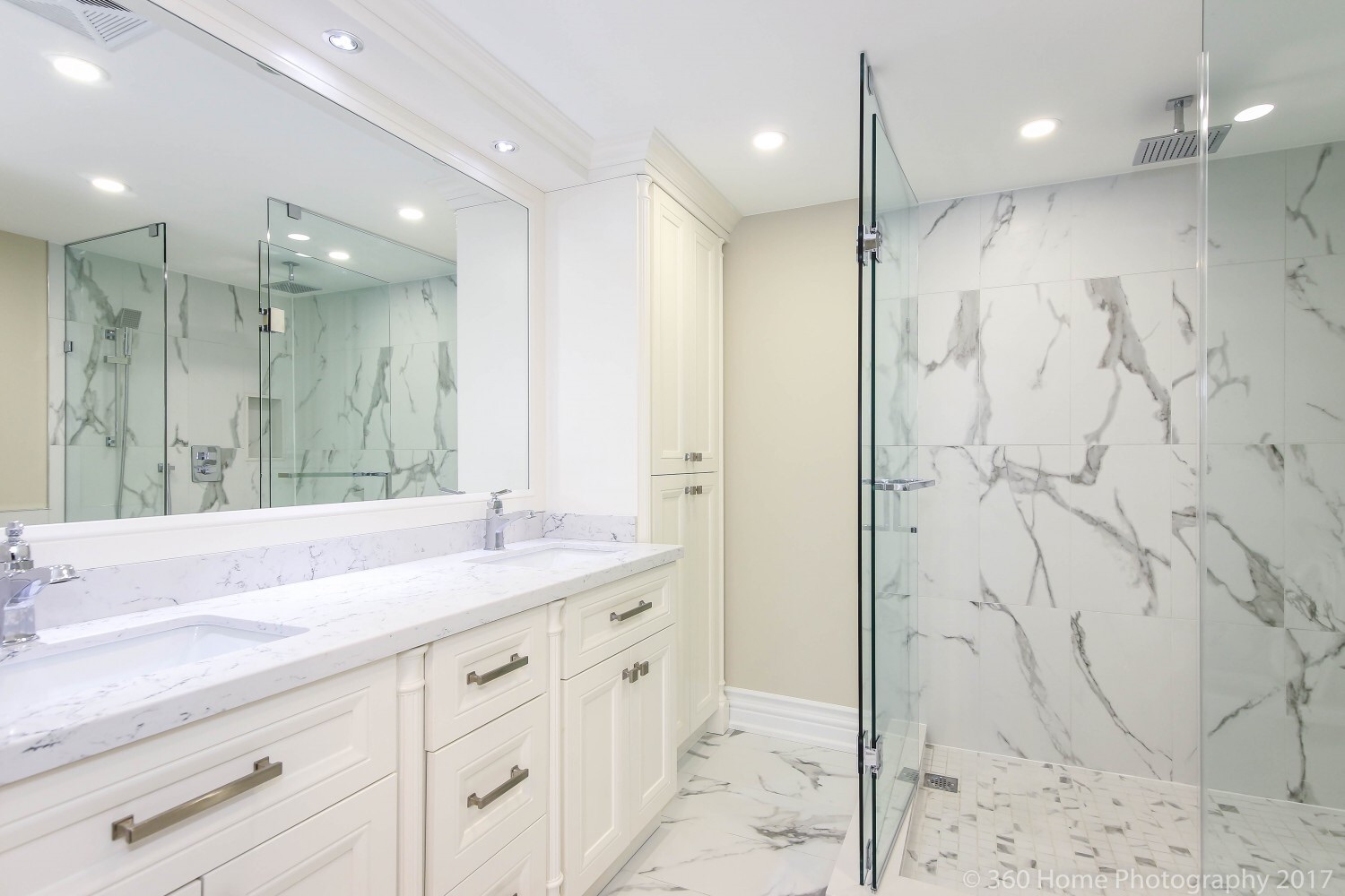 Photo of an renovation project showing a finished interior space without construction materials in view bathroom renovation