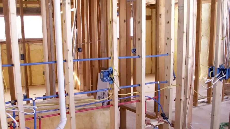 Showing a partially finished interior space with construction materials in view electrics are from mapleelectricsupply.ca